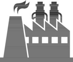 Black and white flat illustration of a factory. vector