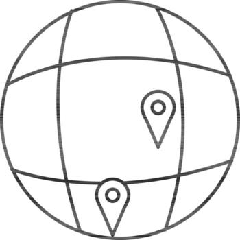 Globe with map pointers icon, location finder around the earth. vector