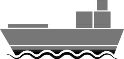 Boat with oil can in black and white color. vector