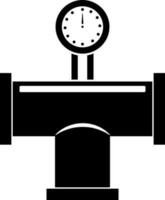 Pipeline with gauge in black and white color. vector