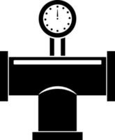 Pipeline with gauge in black and white color. vector