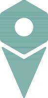 Icon of map pin in green and white color. vector