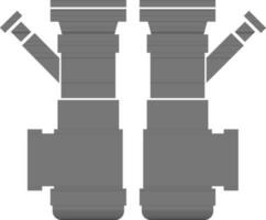 Black and white pipe in flat design. vector