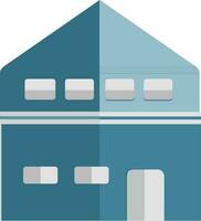 Blue and white home in flat style. vector