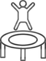 Human Jumping Trampoline Icon In Black Outline. vector