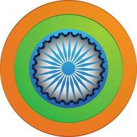 3d ashoka wheel with flat rounded design. vector