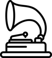 Gramophone Icon In Thin Line Art. vector