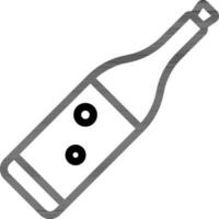 Champagne Bottle Icon In Thin Line Art. vector