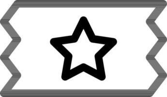 Star on Ticket Icon in Black Line Art. vector