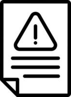 Warning File or Document Icon in Black Outline. vector