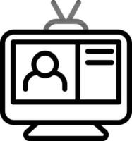 Human in Retro Television Screen Line Art Icon. vector