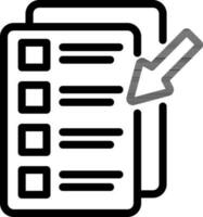 Arrow with Document Paper Icon in Black Outline. vector