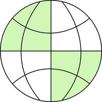 Flat Style Globe Icon In Green And White Color. vector