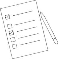 Checklist With Pencil Icon In Thin Line Art. vector