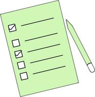 Checklist With Pencil Icon In Green And White Color. vector