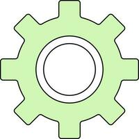 Flat Style Setting Or Cogwheel Icon In White And Green Color. vector