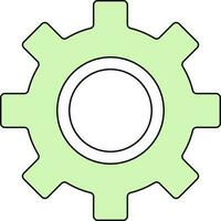 Flat Style Setting Or Cogwheel Icon In White And Green Color. vector