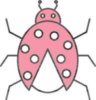 Ladybug Icon In Pink And White Color. vector