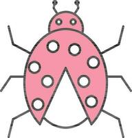 Ladybug Icon In Pink And White Color. vector