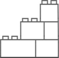 Lego Blocks Toy Icon in Black Line Art. vector