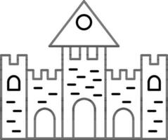 Black Line Art Illustration Of Castle Icon. vector