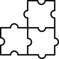 Jigsaw Puzzle Icon in Black Thin Line Art. vector