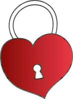 corazón conformado candado icono en rojo color vector
