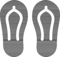 Illustration of Slippers Icon in Black and White Color. vector
