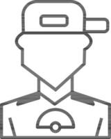 Character of a faceless player in black line art. vector