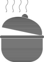 Open black casserole pan in flat style. vector