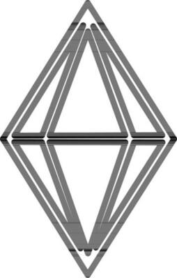 Black line art illustartion of a diamond.