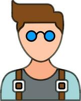 Young Man Wearing Eyeglasses Color icon in Flat Style. vector