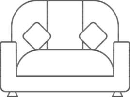 Illustration Of Sofa Icon or Couch in Black Line Art. vector