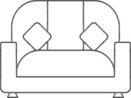 Illustration Of Sofa Icon or Couch in Black Line Art. vector