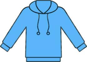 Hoodie Icon Or Symbol In Blue Color. vector