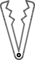 Tongs Icon or Symbol in Black Thin Line Art. vector