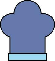 Flat Style Chef Hat Icon In Blue Color. vector