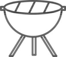 Barbecue Grill Icon in Black Thin Line Art. vector