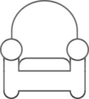 Illustration of Sofa Icon in Black Line Art. vector
