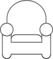 Illustration of Sofa Icon in Black Line Art. vector