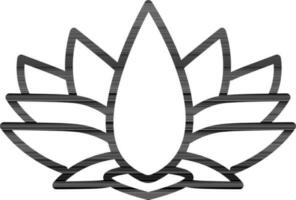 Black Line Art Lotus Flower Icon in Flat Style. vector