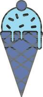 Ice Cream Cone Icon In Blue Color. vector