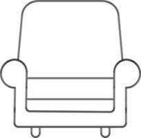 Sofa Icon In Black Line Art. vector