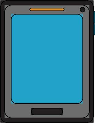 Illustration of a grey and blue smartphone.