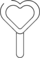 Heart shape lollipop icon in line art. vector