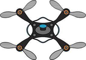 Grey and orange drone camera. vector