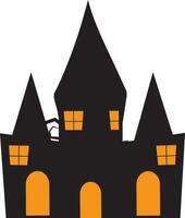 Haunted house in black and orange color. vector