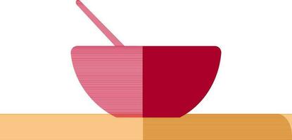 Red spoon in bowl with orange tray. vector