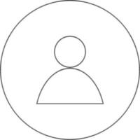 Character of black line art faceless user in circle. vector