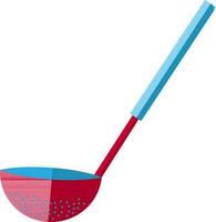 Red and blue kitchen ladle in flat style. vector